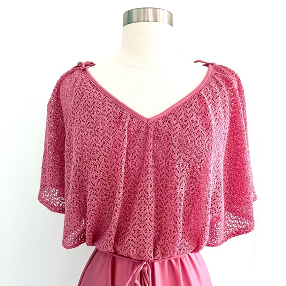 Vintage 70’s dusty rose lace disco dress - Picture 3 of 11
